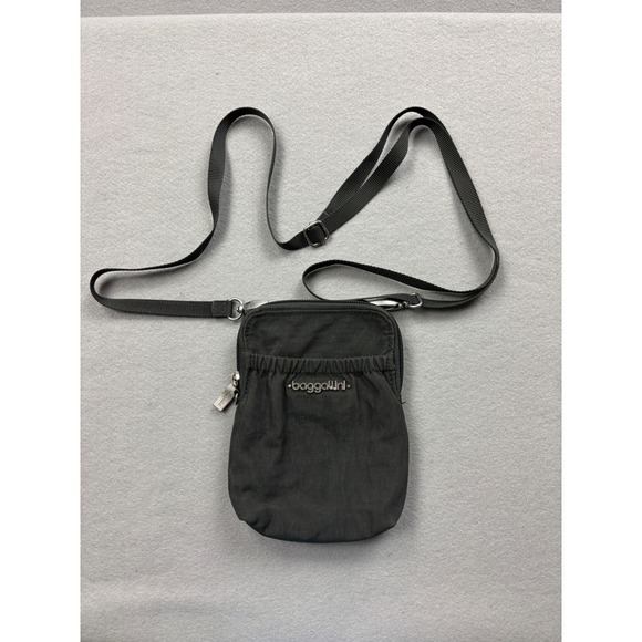 Baggallini Handbags - Baggalini Charcoal Gray Nylon RFID Bryant Pouch Mini Crossbody Travel Wallet Bag
